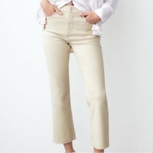 Zara Crop Flare Cream Jeans
